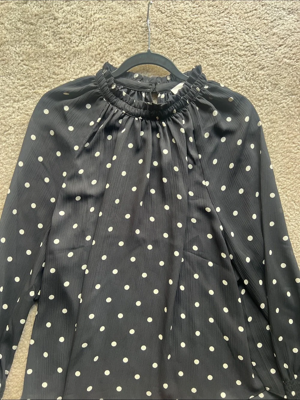 LOFT Black Blouse with White Polka Dots - Size XL - New with tags - Picture 4 of 8